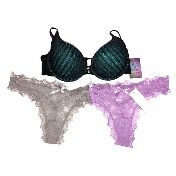 Hers by Herman Size 32B Bras & Panties Small Lace 3 piece Set NWT Bundle… - Picture 1 of 5